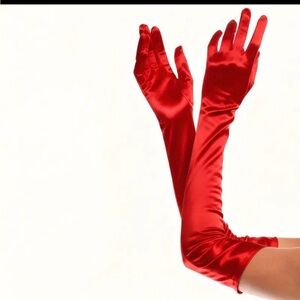 Elegant Red Satin Gloves